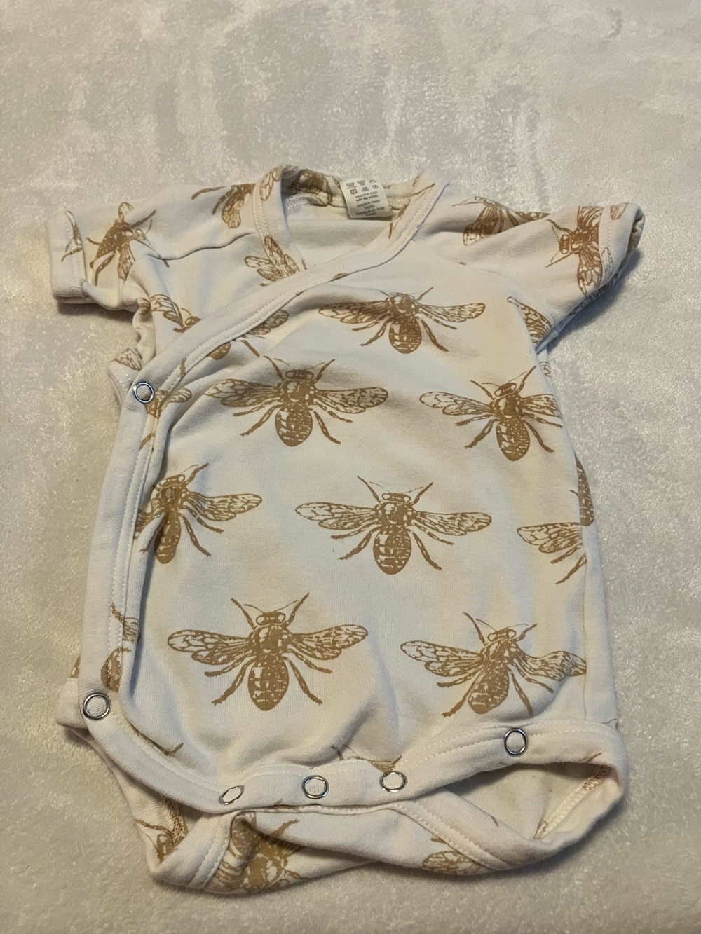 kate quinn Organic Cream Bodysuit with Gold Bee Print
